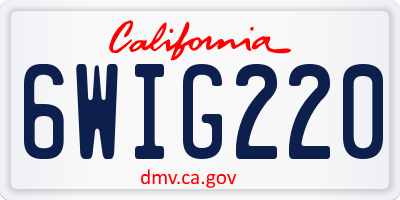 CA license plate 6WIG220