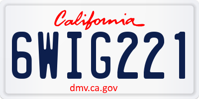 CA license plate 6WIG221