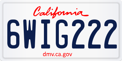 CA license plate 6WIG222