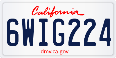 CA license plate 6WIG224