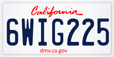 CA license plate 6WIG225