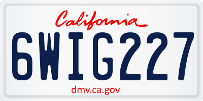 CA license plate 6WIG227