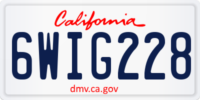 CA license plate 6WIG228