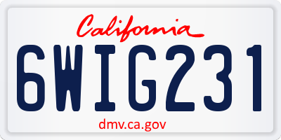 CA license plate 6WIG231