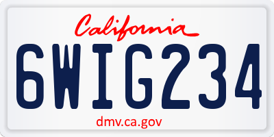 CA license plate 6WIG234