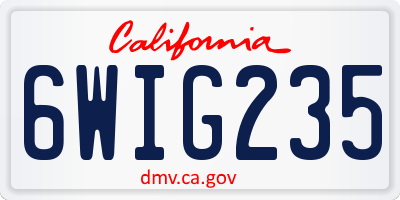 CA license plate 6WIG235