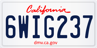 CA license plate 6WIG237