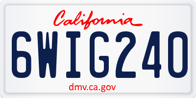 CA license plate 6WIG240