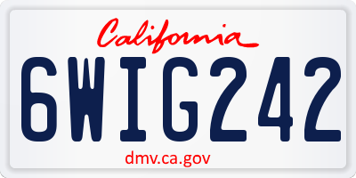 CA license plate 6WIG242