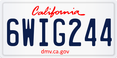 CA license plate 6WIG244