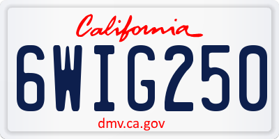 CA license plate 6WIG250