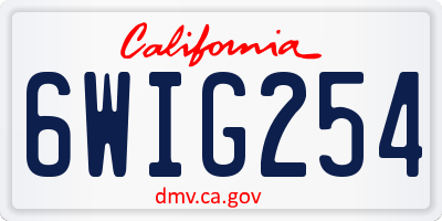 CA license plate 6WIG254