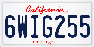 CA license plate 6WIG255