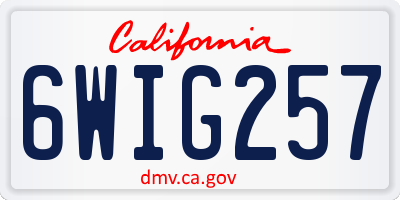 CA license plate 6WIG257