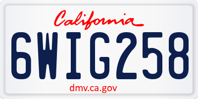 CA license plate 6WIG258