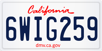 CA license plate 6WIG259