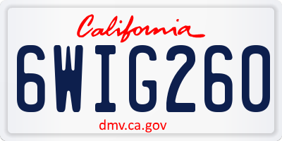 CA license plate 6WIG260