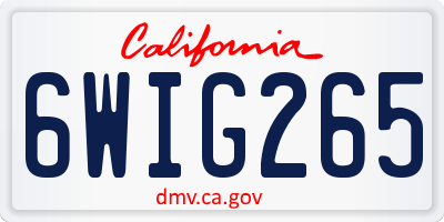 CA license plate 6WIG265