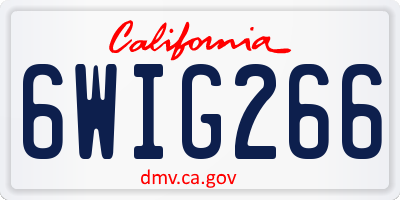 CA license plate 6WIG266