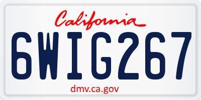 CA license plate 6WIG267