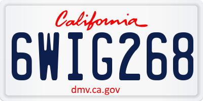 CA license plate 6WIG268