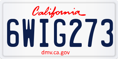 CA license plate 6WIG273