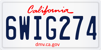 CA license plate 6WIG274