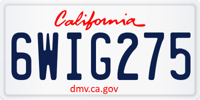 CA license plate 6WIG275
