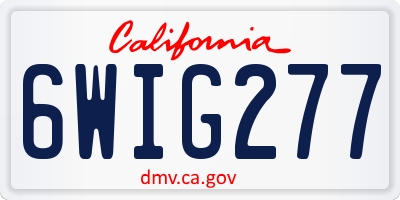 CA license plate 6WIG277