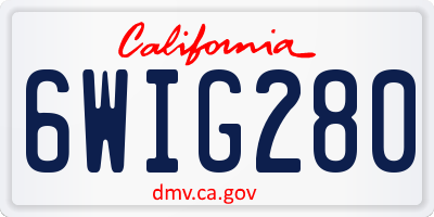 CA license plate 6WIG280
