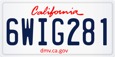 CA license plate 6WIG281