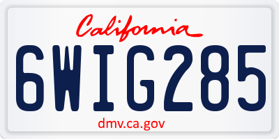 CA license plate 6WIG285