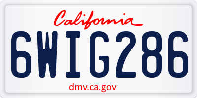 CA license plate 6WIG286