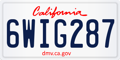 CA license plate 6WIG287