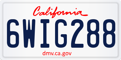 CA license plate 6WIG288