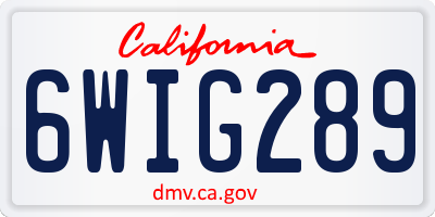 CA license plate 6WIG289