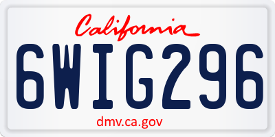CA license plate 6WIG296