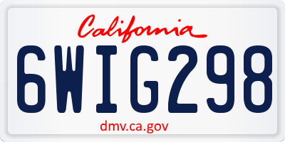 CA license plate 6WIG298