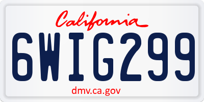CA license plate 6WIG299
