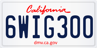 CA license plate 6WIG300