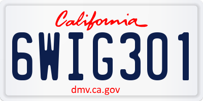 CA license plate 6WIG301