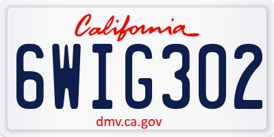 CA license plate 6WIG302