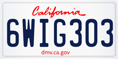 CA license plate 6WIG303