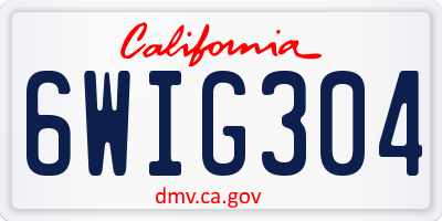 CA license plate 6WIG304