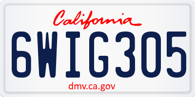 CA license plate 6WIG305