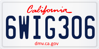 CA license plate 6WIG306