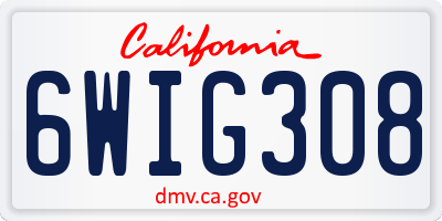 CA license plate 6WIG308