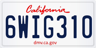 CA license plate 6WIG310