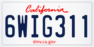 CA license plate 6WIG311