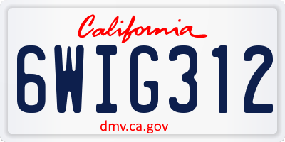 CA license plate 6WIG312